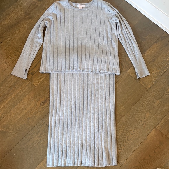 Rachel Parcell Light Gray Ribbed Sweater Set - Picture 1 of 3